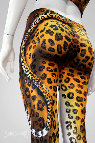 leopard print leggings back tail printed on Dye-sublimated faux animal