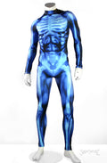 Men's Skeleton Blue Costume Bodysuit – Body-Mapped X-Ray Print