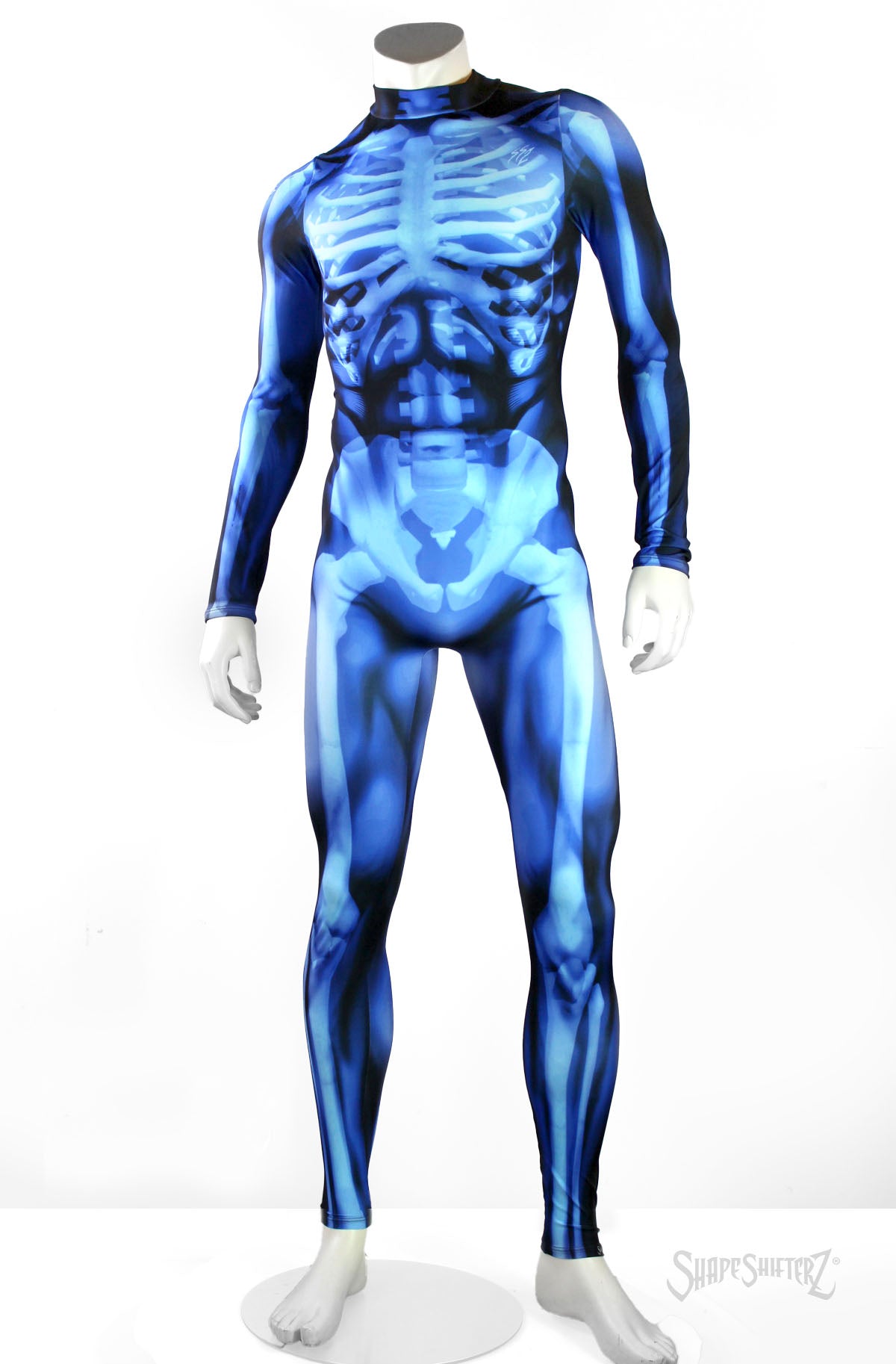 Men's Skeleton Blue Costume Bodysuit – Body-Mapped X-Ray Print