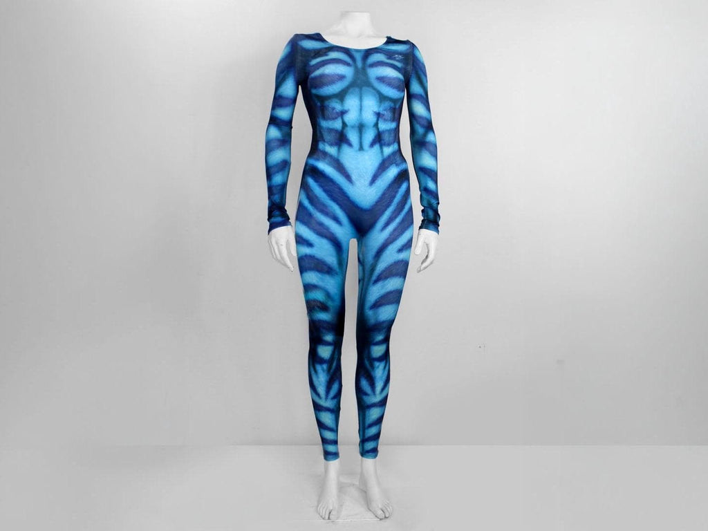 Women's classic cat catsuit, blue, front view