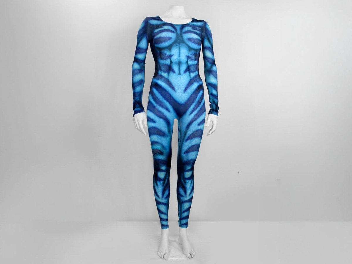 Women's classic cat catsuit, blue, front view
