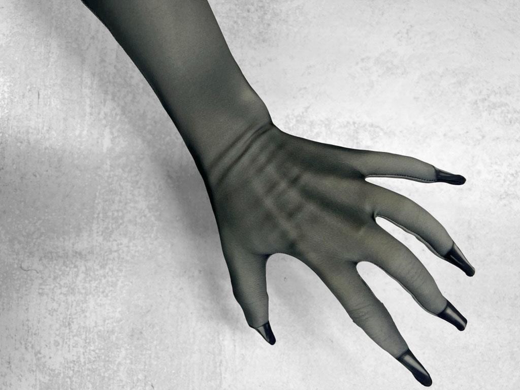 Doll skin costume gloves, pair laid flat
