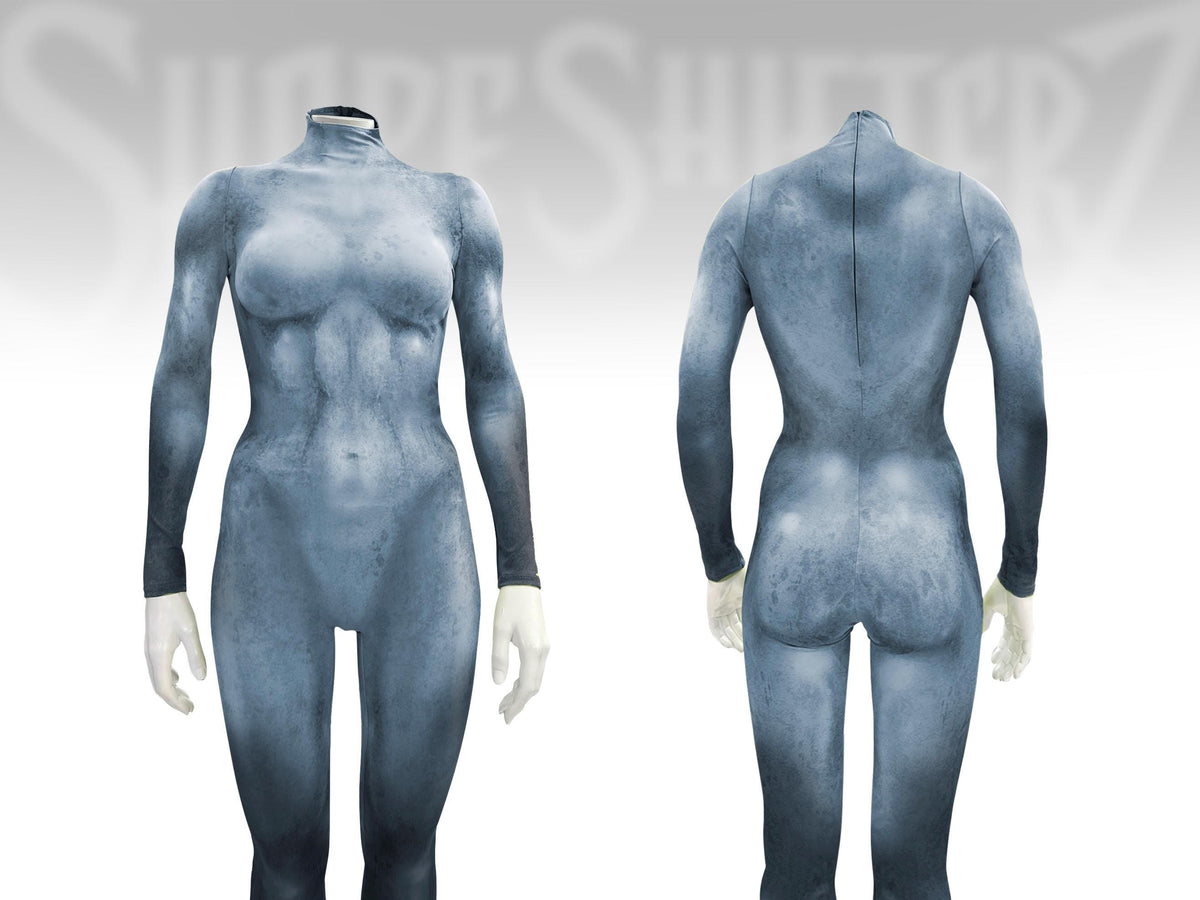 Women's creature skin catsuit, printed muscle tone