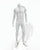 A white full-body muscle suit costume with comic book style shading displayed on a white mannequin against a plain white background. 