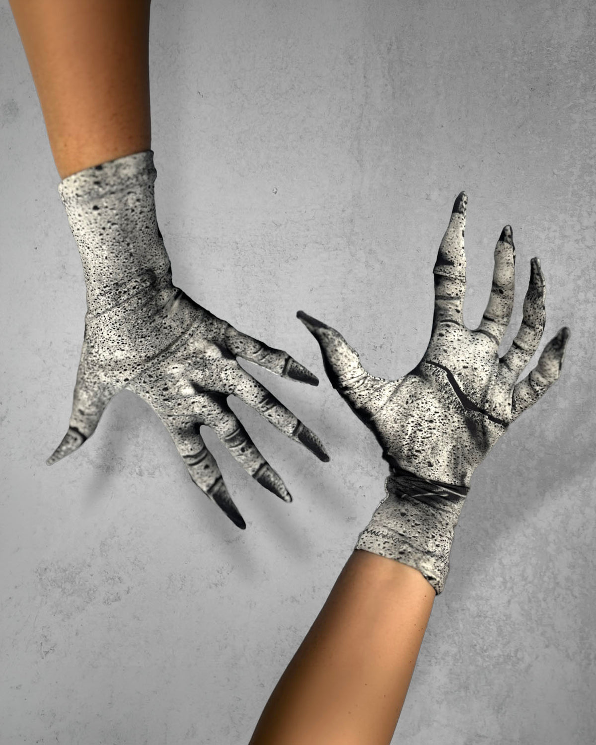 Gargoyle Costume Unisex Gloves – Touchscreen Thumb & Index, Stone Print