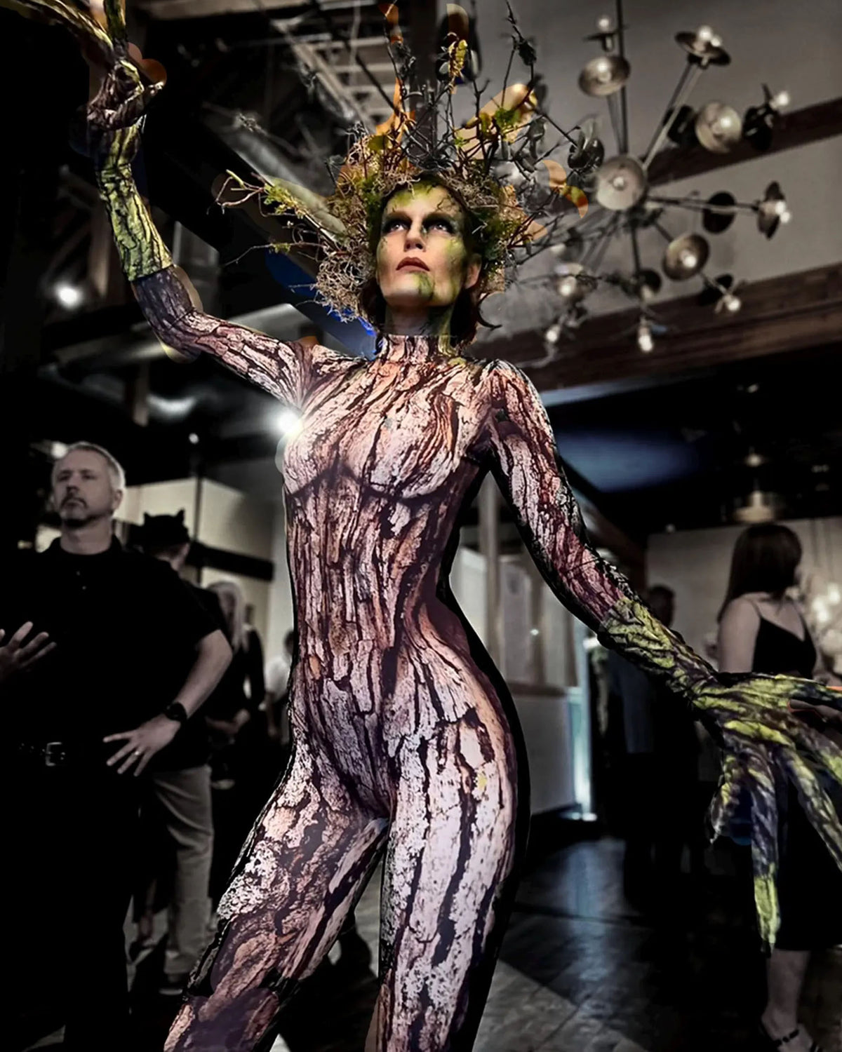 Women's Moss Tree Costume Catsuit – High Collar, Back Zip