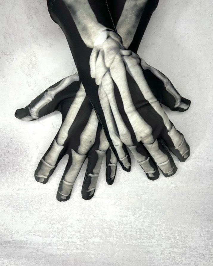 Xray Skeleton Costume Unisex Gloves – Touchscreen Thumb & Index, Unisex, black and white