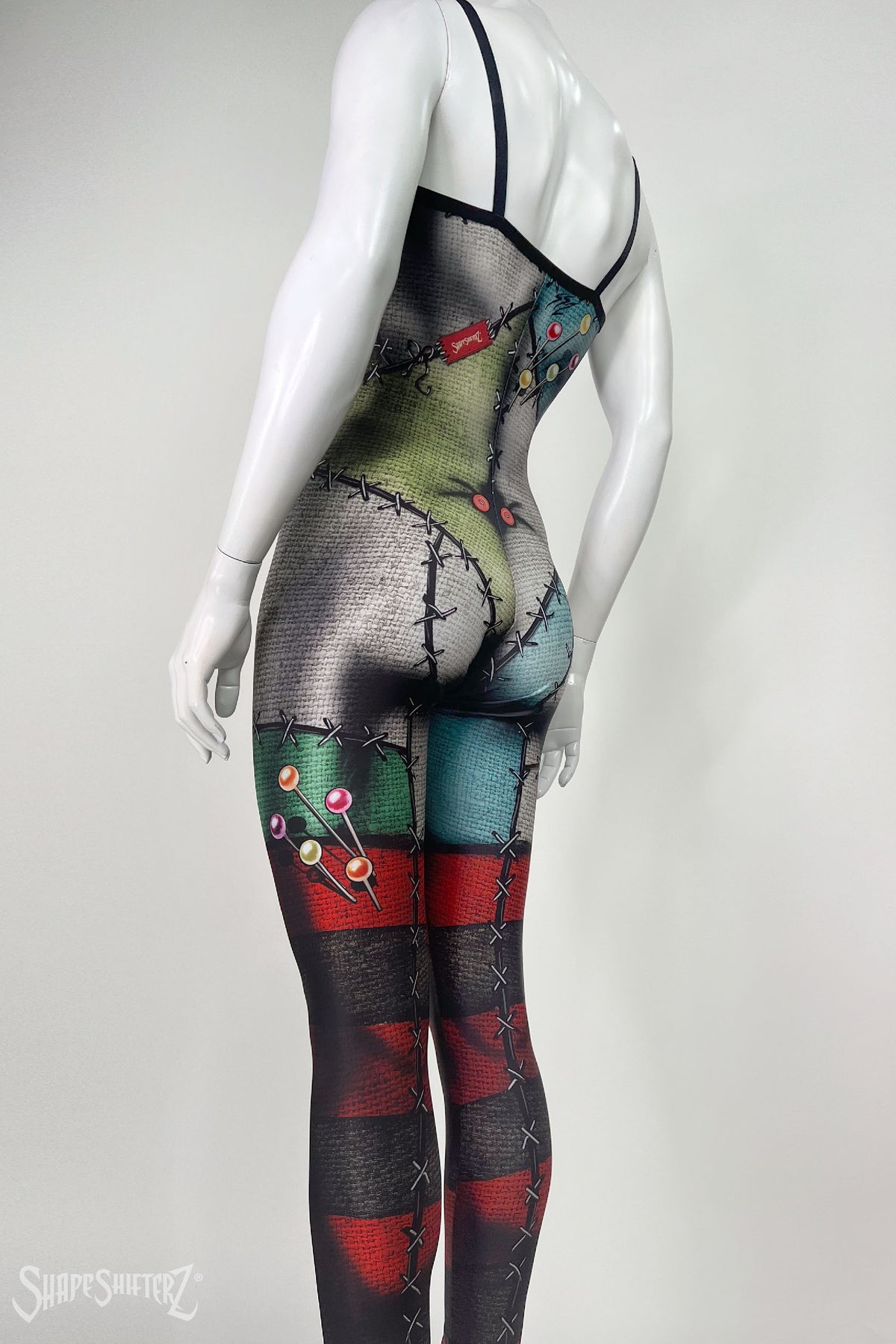 Women's Stitched Doll Costume Unitard – Faux Burlap Texture