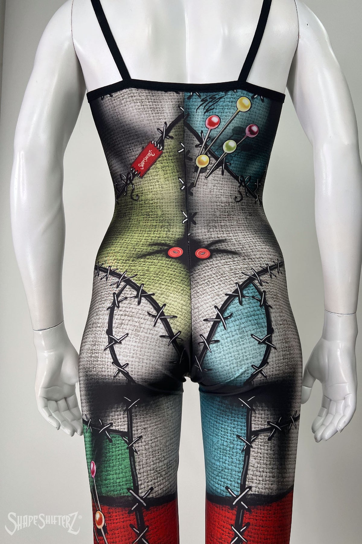 Women's Stitched Doll Costume Unitard – Faux Burlap Texture