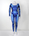 Blue X-Ray Skeleton Costume Catsuit – Pull-On, Open Neck