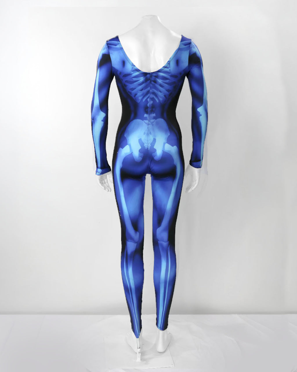 Blue X-Ray Skeleton Costume Catsuit – Pull-On, Open Neck