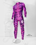 Men's Cheshire Cat Costume Bodysuit – Striped Print, Back Zip