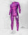 Men's Grinning Cat Costume Bodysuit – Striped Print, Back Zip