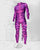 Men's Grinning Cat Costume Bodysuit – Striped Print, Back Zip