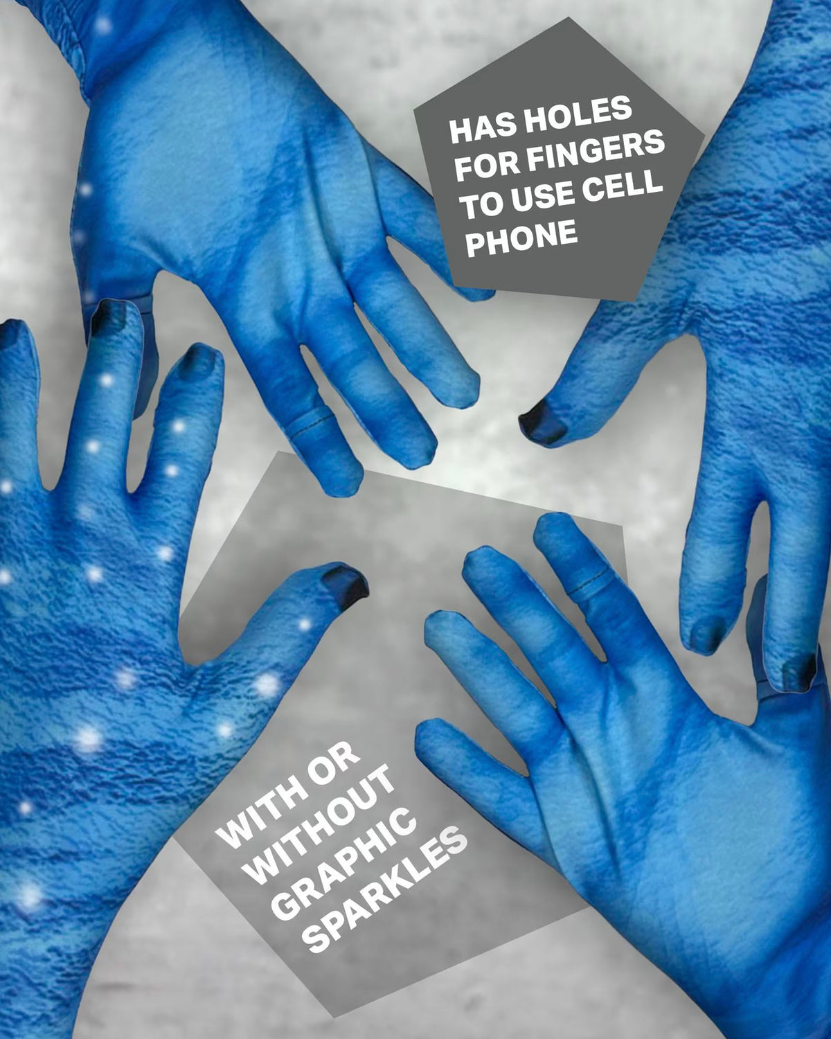 Blue Zebra Costume Unisex Gloves – Phone Friendly Fingertips