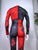 Harlequin Muscle Catsuit — Red & Black Split Costume
