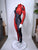 Harlequin Muscle Catsuit — Red & Black Split Costume