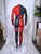 Harlequin Muscle Catsuit — Red & Black Split Costume