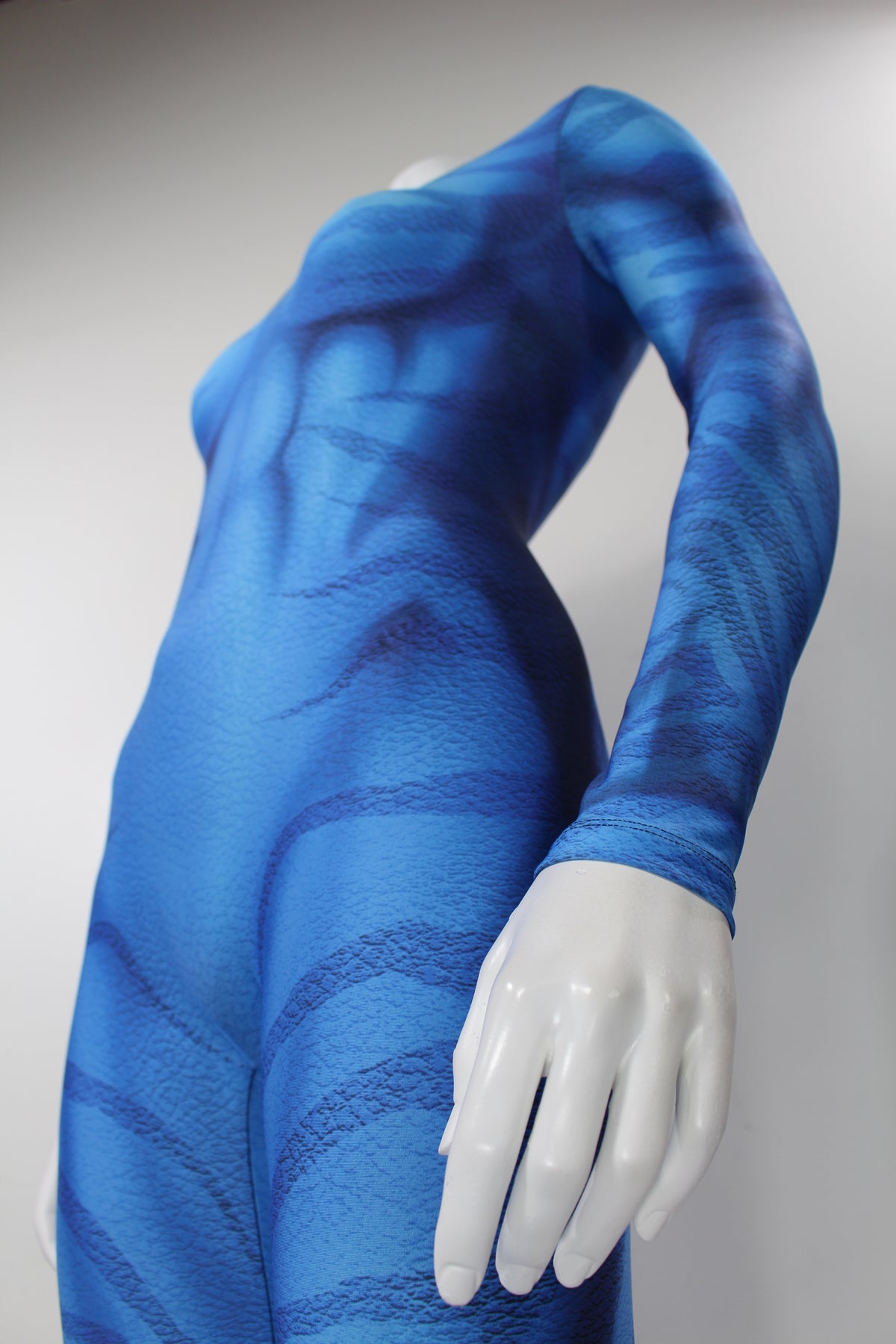 Women's Zebra Blue Costume Catsuit – Scoop Neck, Pull-Up Fit