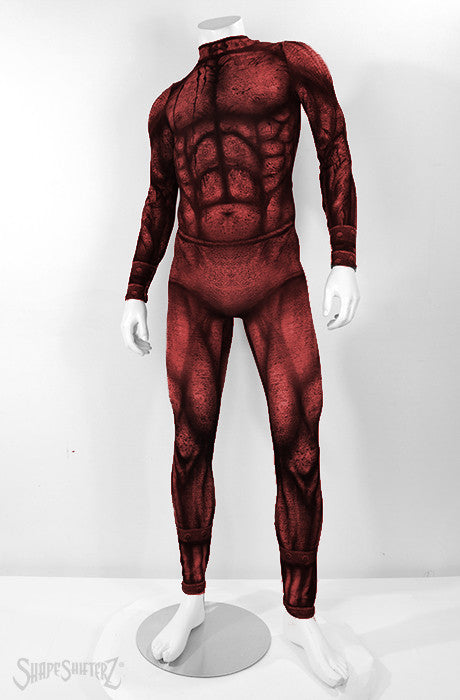 Figure-Enhancing Men's Red Beast Bodysuit - Cosplay, Athletics