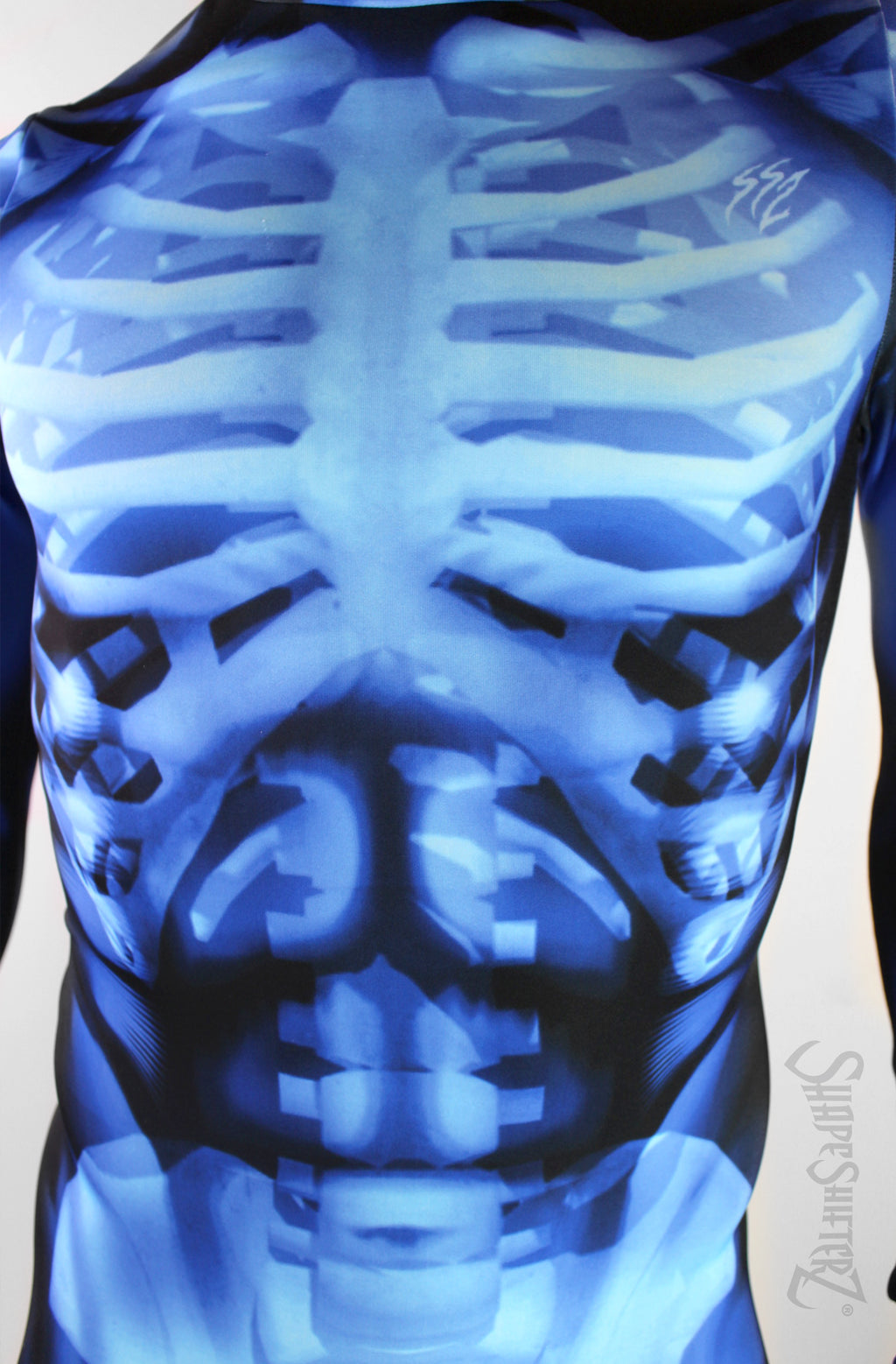 Men's Skeleton Blue Costume Bodysuit – Body-Mapped X-Ray Print