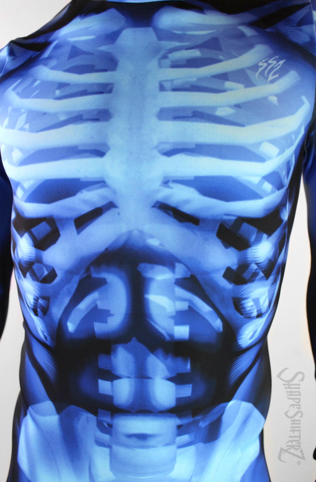 Men's Skeleton Blue Costume Bodysuit – Body-Mapped X-Ray Print