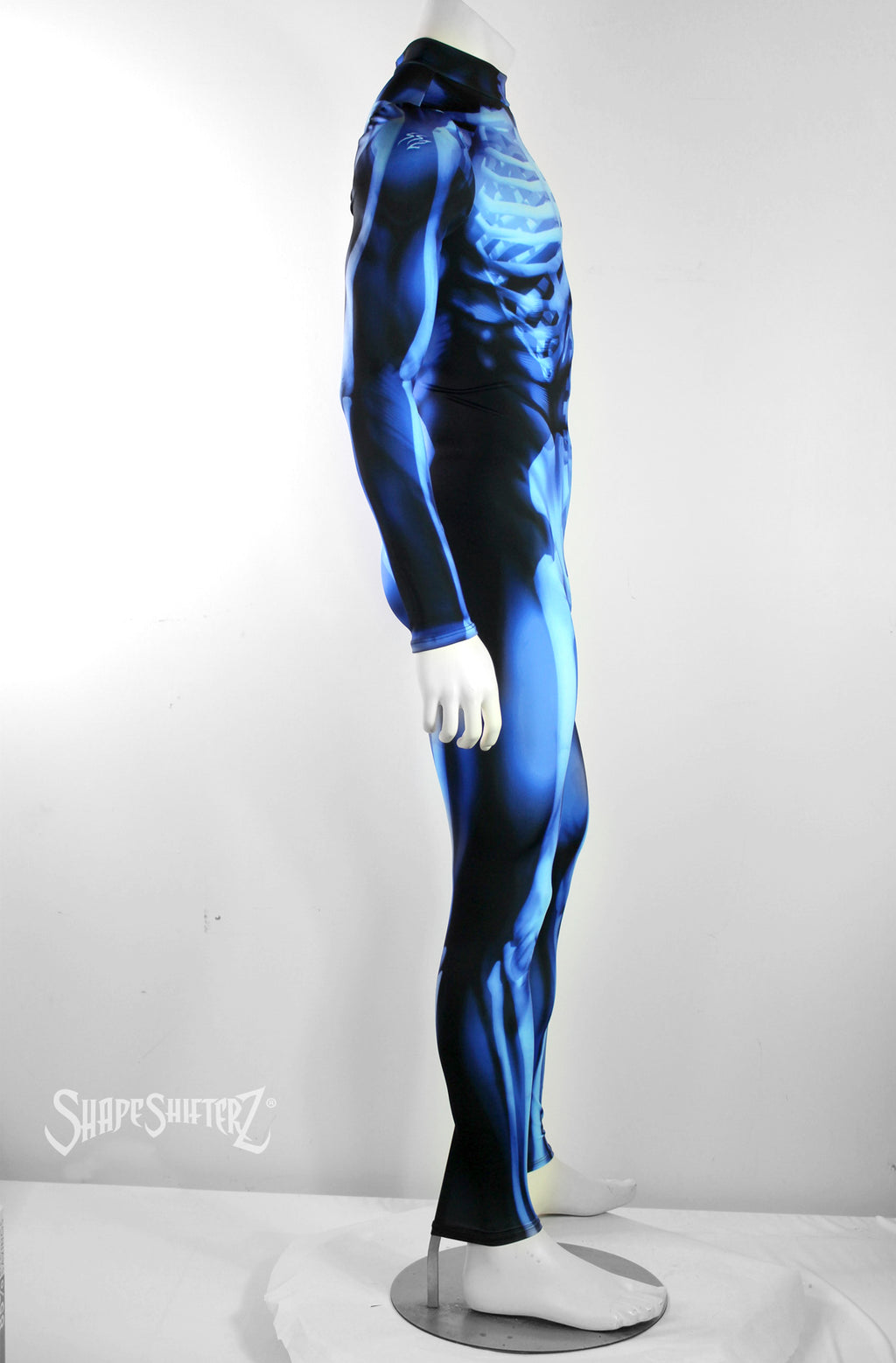 Men's Skeleton Blue Costume Bodysuit – Body-Mapped X-Ray Print