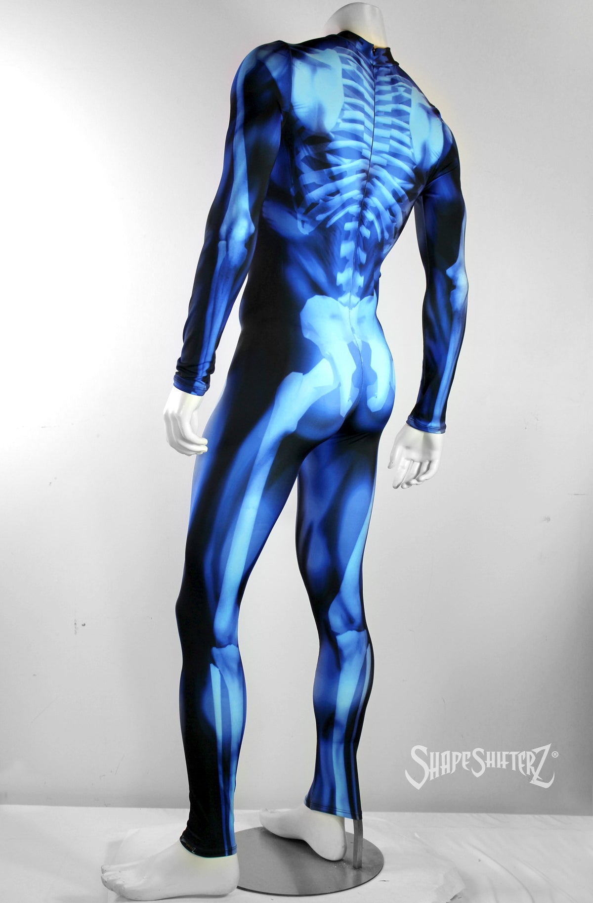 Men's Skeleton Blue Costume Bodysuit – Body-Mapped X-Ray Print