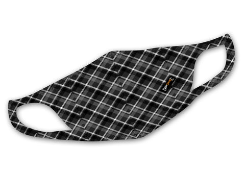 Plaid Mask | Black and Grey Tones | Cool and Stretchy