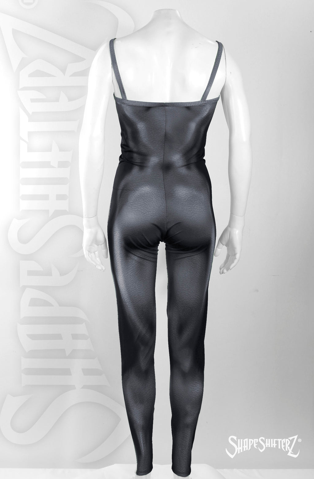 women's grey muscle toned unitard yoga dance aerialist circus costume