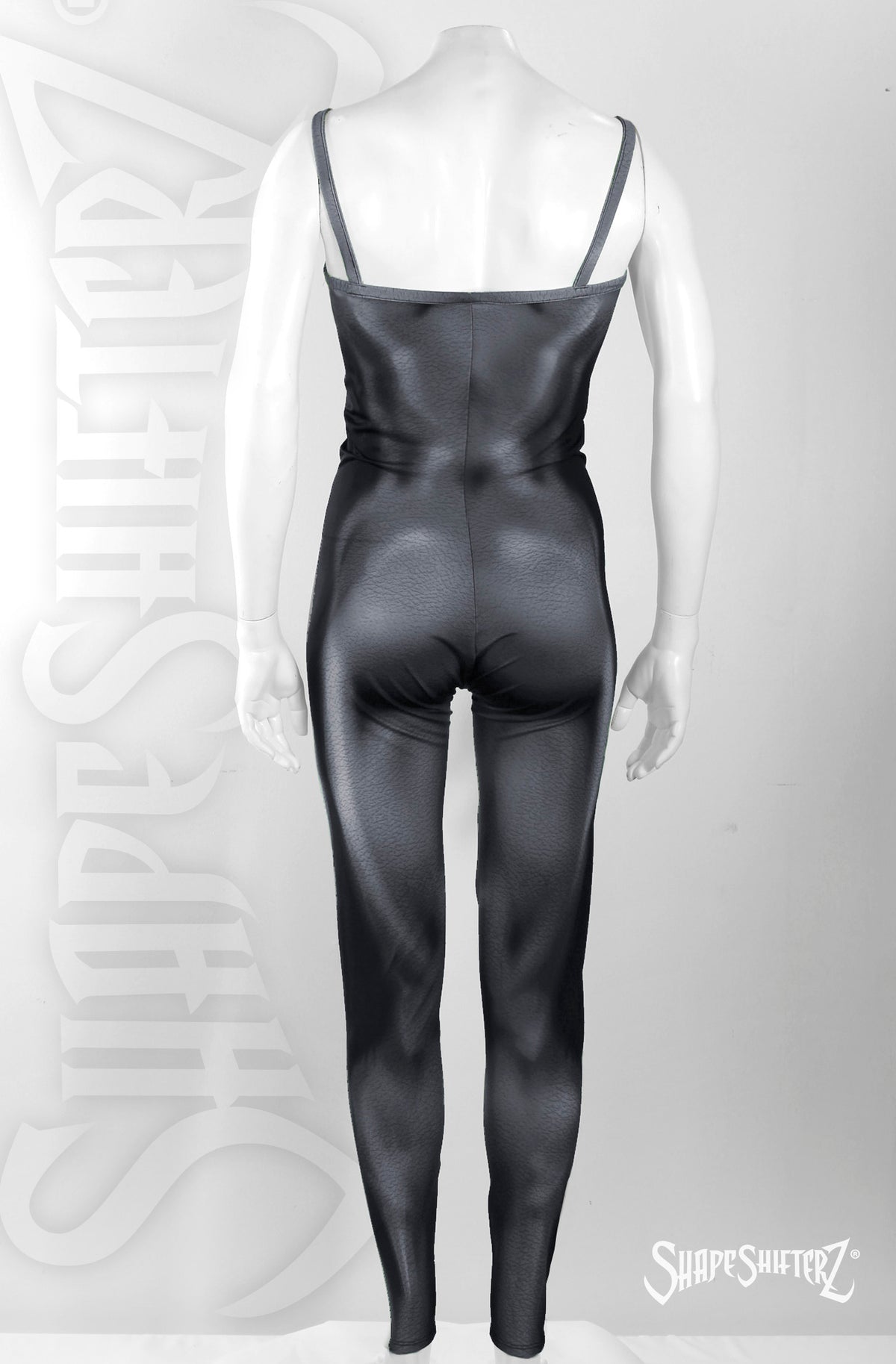 women's grey muscle toned unitard yoga dance aerialist circus costume