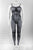 women's grey muscle toned unitard yoga dance aerialist circus costume