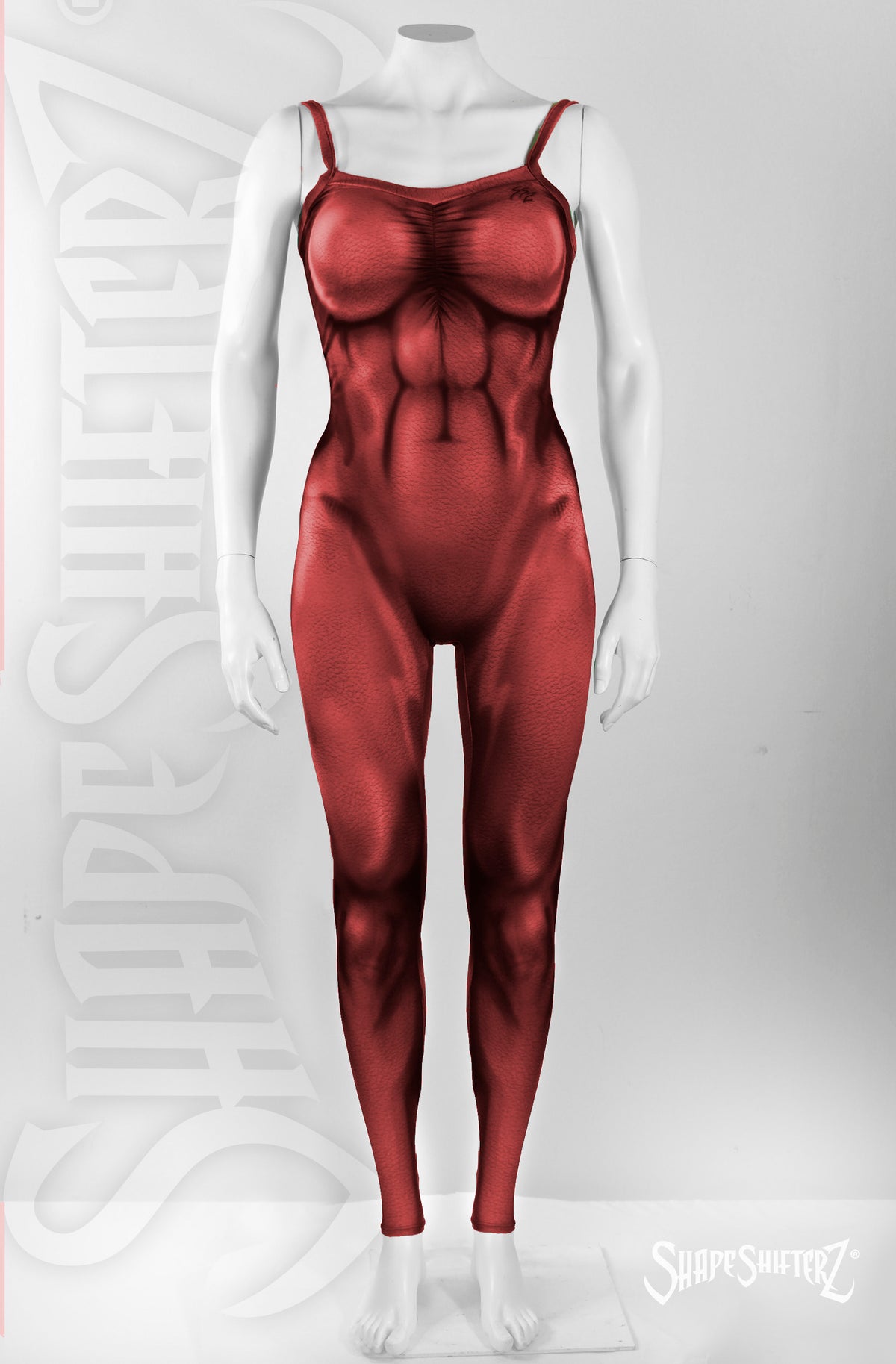 women's red muscle toned unitard devil costume Red She Hulk