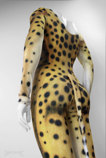 Women's Cheetah Costume Catsuit – Scoop Neck, Pull-Up Fit