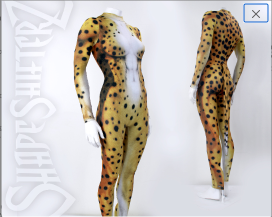 Women's Cheetah Costume Catsuit – High Collar, Back Zip