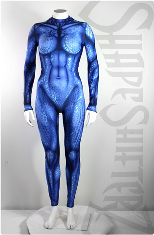 Sea Creature High Collar Bodysuit with Zipper in the Back