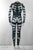 Full Bodysuit - Front Zipper - Women's Cat's Meow Bodysuit -- Costume Sportswear - Black And White Cat With Printed Tail