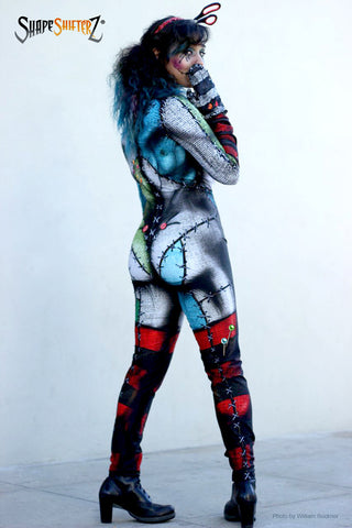 Full Bodysuit - Front Zipper - Women's 'Stitched Doll' Bodysuit  -- Sportswear/costume