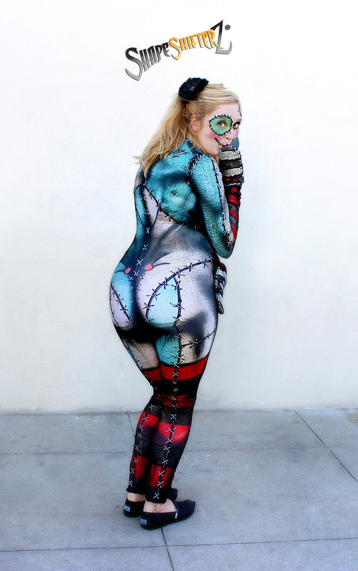 Full Bodysuit - Front Zipper - Women's 'Stitched Doll' Bodysuit  -- Sportswear/costume