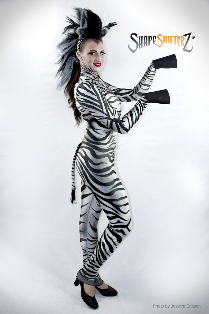 Full Bodysuit - Front Zipper - Women's 'ZEBRA' Bodysuit - Sportswear/costume