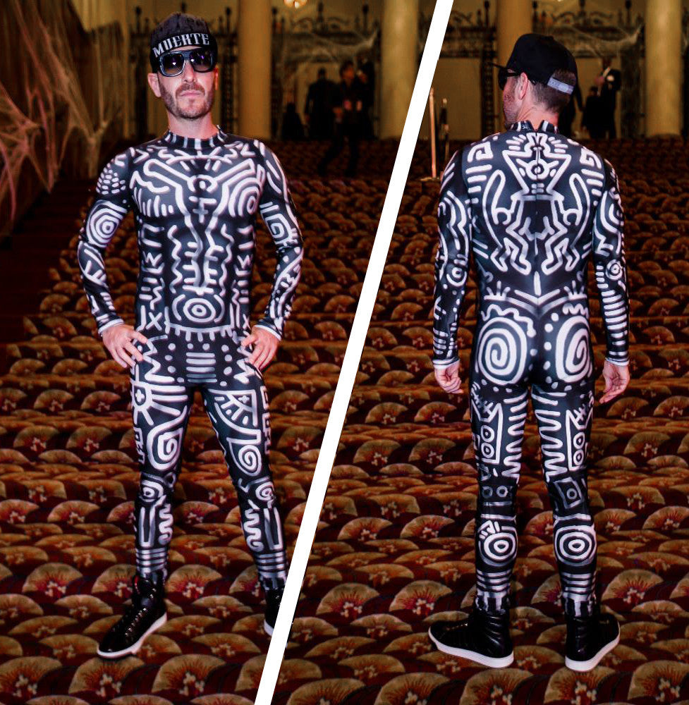 Figure-Enhancing Aztec Pattern Bodysuit - Cosplay, Athletics