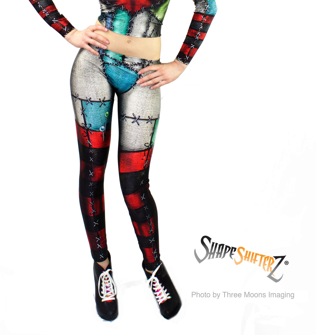 Leggings - Woman's 'LOVE Stitched Doll' Leggings -- Sportswear/costume
