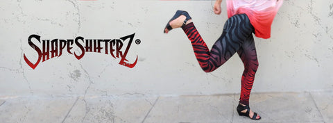 Zebra Leggings - Black to Red Fade - High Contour