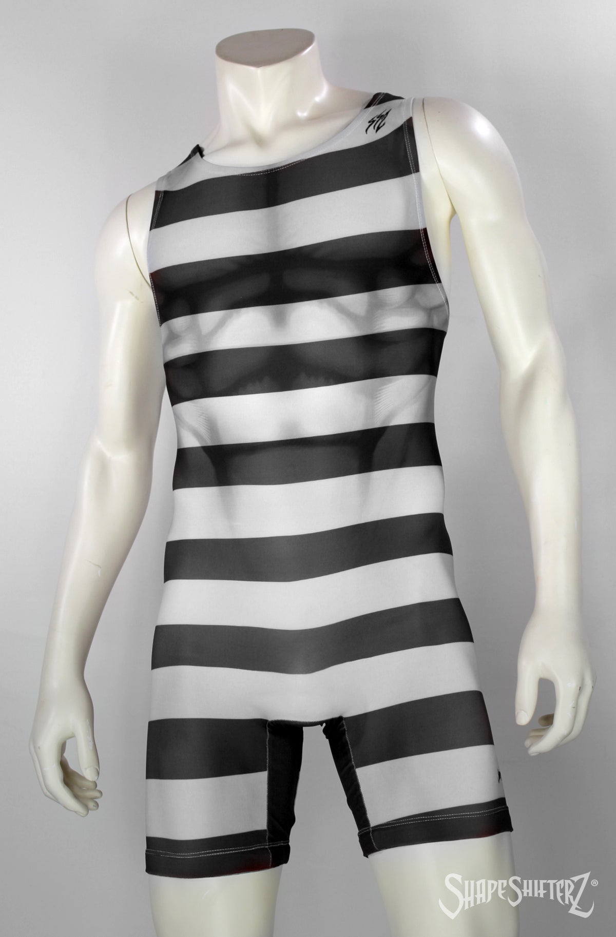 Men's Strongman Costume Weightlifting Singlet – Striped Print