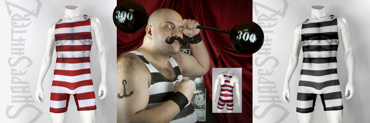 Men's Strongman Costume Weightlifting Singlet – Striped Print