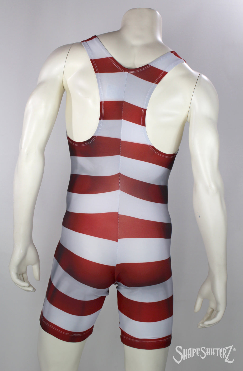 Men's Strongman Costume Weightlifting Singlet – Striped Print