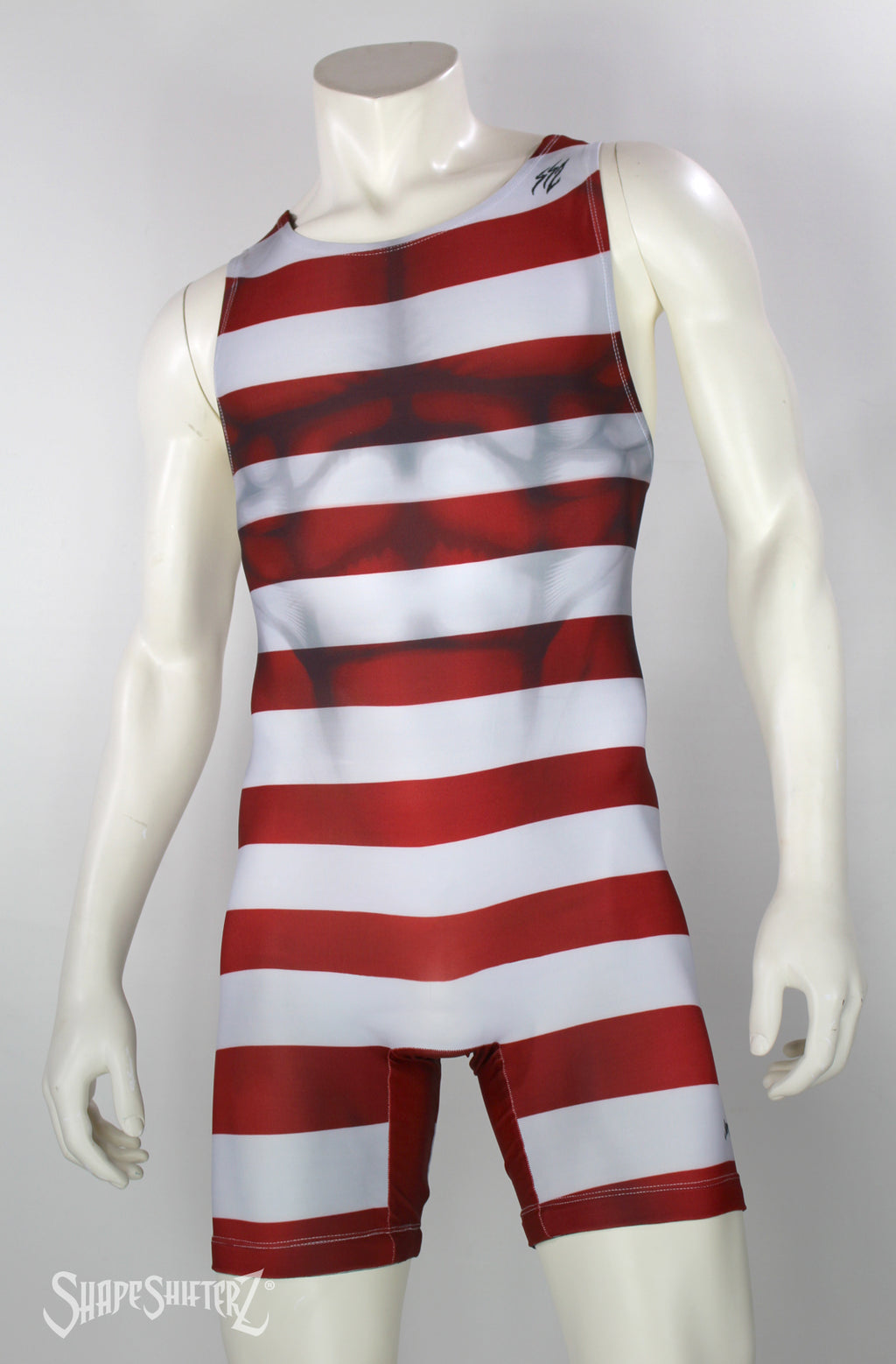 Men's Strongman Costume Weightlifting Singlet – Striped Print