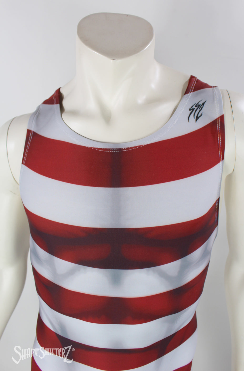 Men's Strongman Costume Weightlifting Singlet – Striped Print