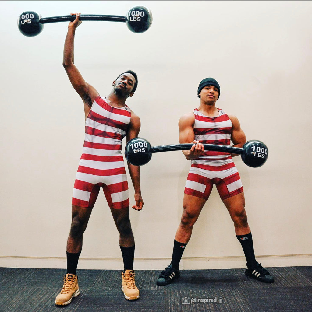 Men's Strongman Costume Weightlifting Singlet – Striped Print
