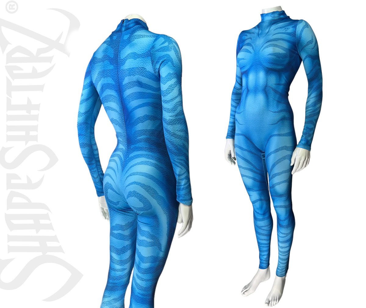 Women's Blue Zebra Costume Catsuit